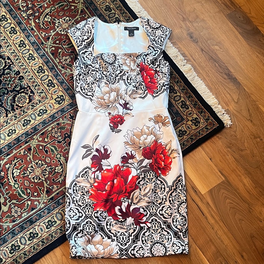 Whbm satin floral dress size 4